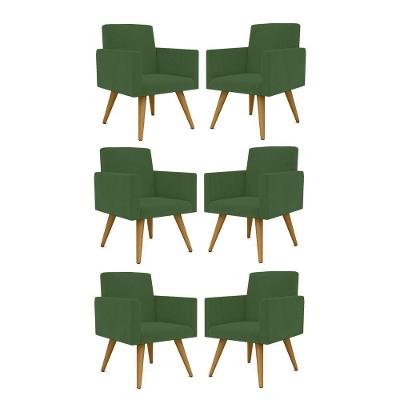 Kit 06 Cadeiras Poltronas Decorativa - Escritório - Recepção Cor:verde