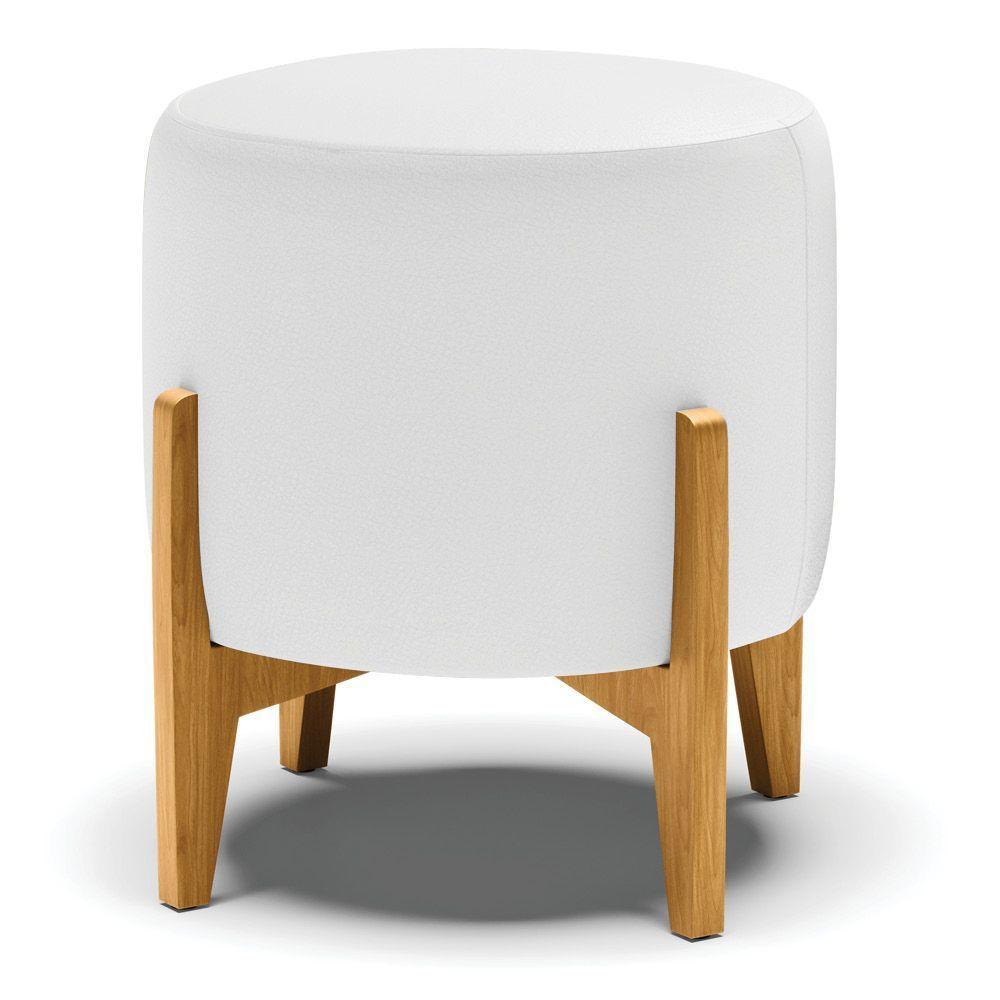 Puff Stella Corino Base Madeira Castanho Branco - 1