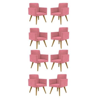 Kit 08 Cadeiras Poltronas Decorativa - Escritório - Recepção Cor:rosa