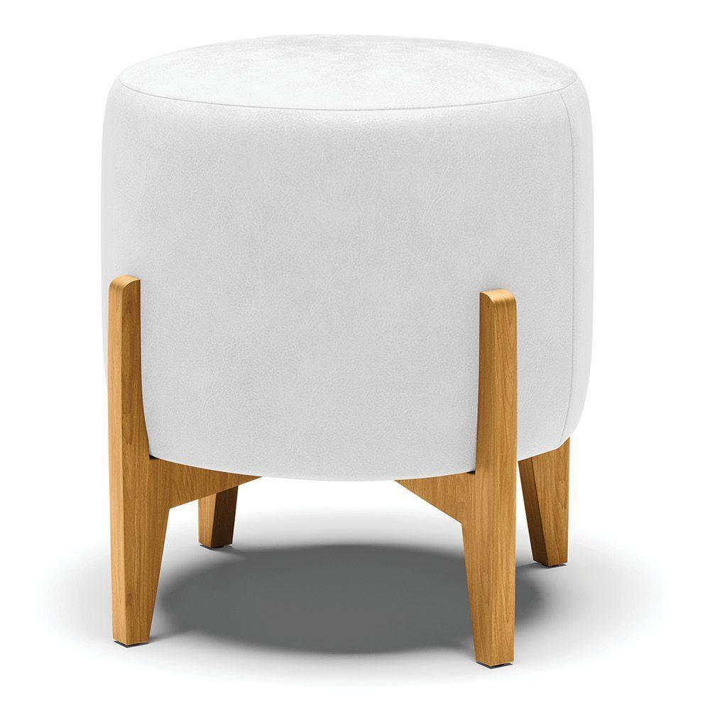 Puff Stella Corano Base Madeira Castanho Branco - 1