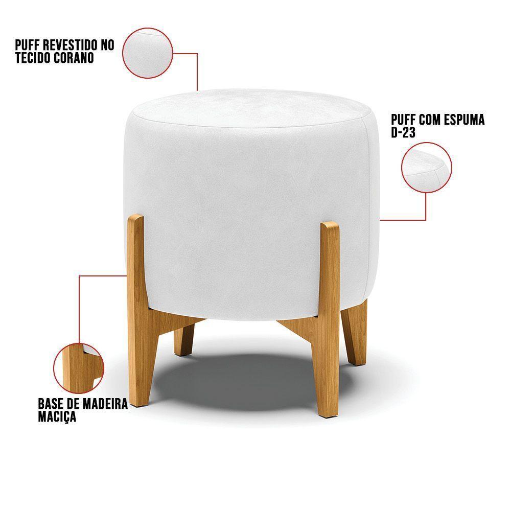 Puff Stella Corano Base Madeira Castanho Branco - 5