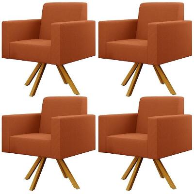 Kit 04 Poltronas Decorativa Giratória Helô L02 Terracota Lyam Decor
