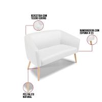 Kit 1 Namoradeira 2 Lugares E 1 Poltrona Branco Pés Palito - 6