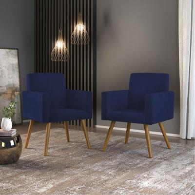 Kit 2 Poltronas Nina Suede Azul Turquesa Azul Balaqui Decor