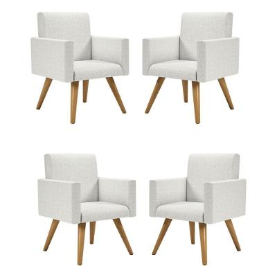 Kit 4 Poltronas Decorativas Nina Para Recepção Suede Bege Balaqui Decor