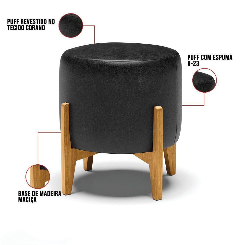 Puff Stella Corano Base Madeira Castanho Preto - 5