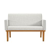 Kit Namoradeira + 02 Poltronas Linho Com Base Linho Bege