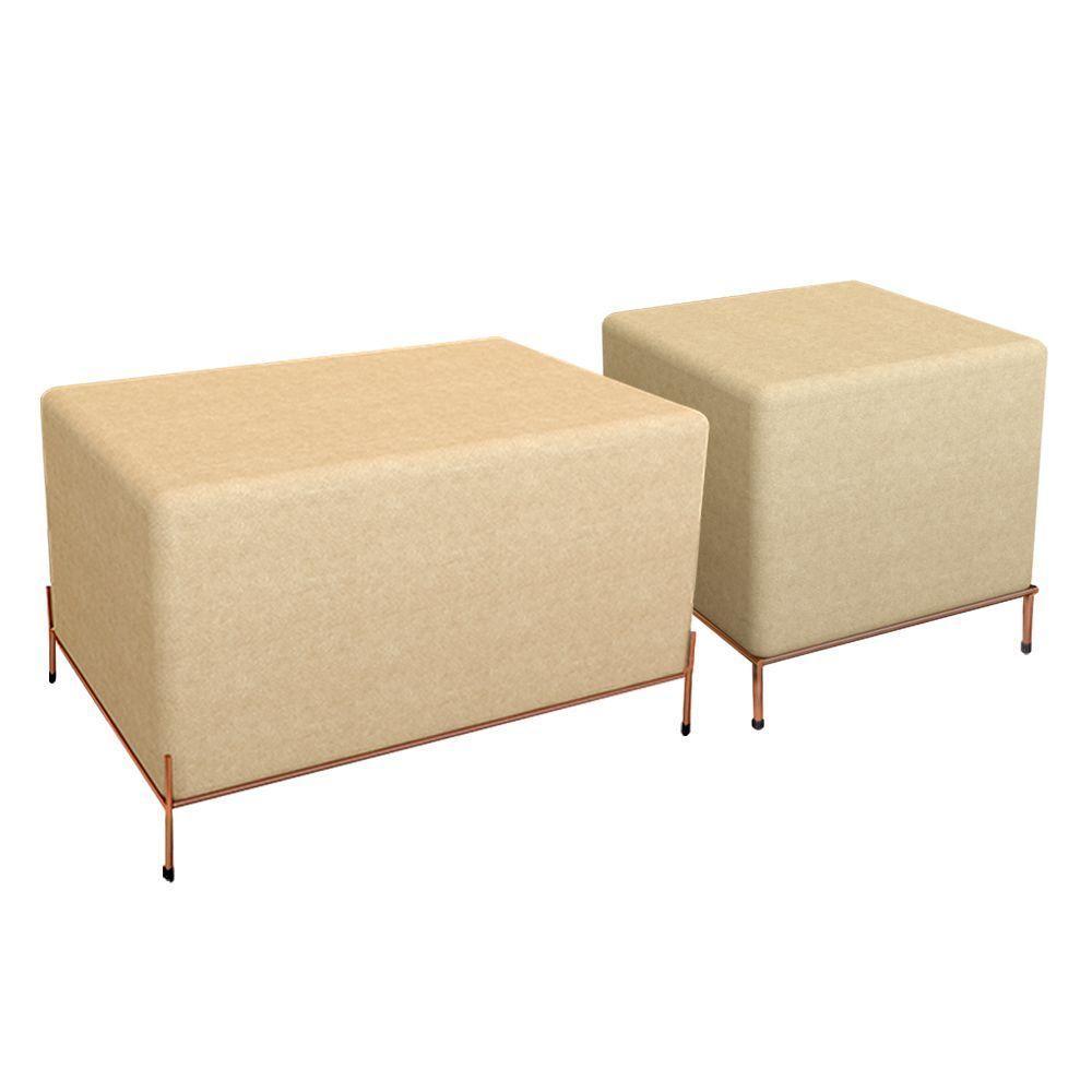 Conjunto Puff Barcelona E Puff Sevilha Bege/cobre - Cor: Bege - 1