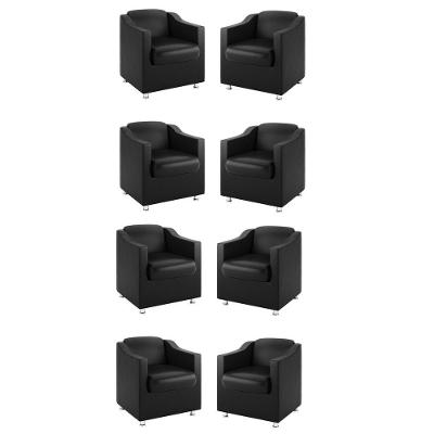 Kit 8 Poltronas Decorativas Para Consultório E Sala Corino Preto Balaqui Decor