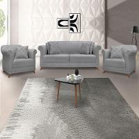 Kit Poltrona E Sofá 2 Lugares 1,80M Pés Castanho Grafite - 9