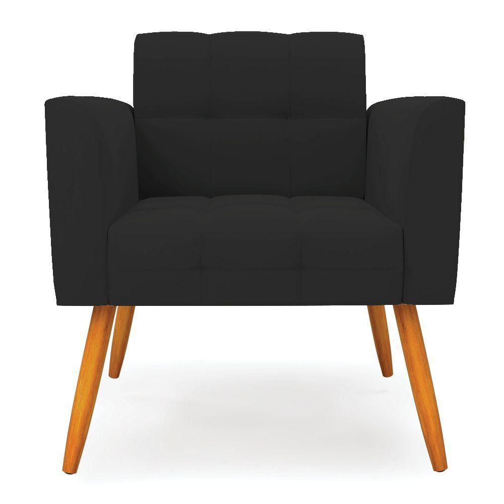 Kit 2 Poltronas Elisa Veludo Pés Palito Castanho - D'rossi Cor Preto - 2