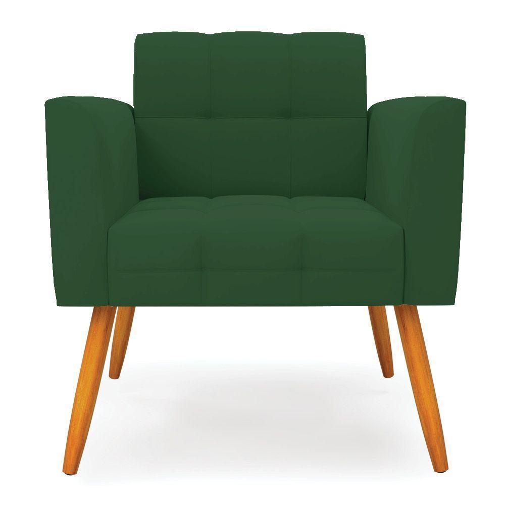 Kit 2 Poltronas Elisa Veludo Pés Palito Castanho - D'rossi Cor Verde - 5