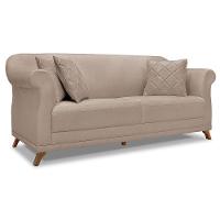 Kit Poltrona E Sofá 2 Lugares 1,80M Areia Pés Castanho - 8