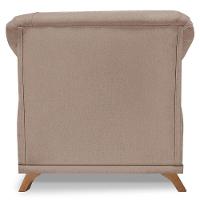 Kit 2 Poltronas Sala De Estar Linho Pés CastanhoCor Areia - 5