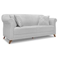 Kit Poltrona E Sofá 2 Lugares 1,80M Cinza Pés Castanho - 8