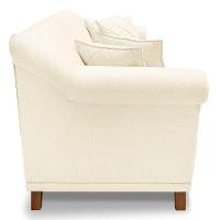 Kit Poltrona E Sofá 2 Lugares 1,80M Bege Pés Castanho - 6