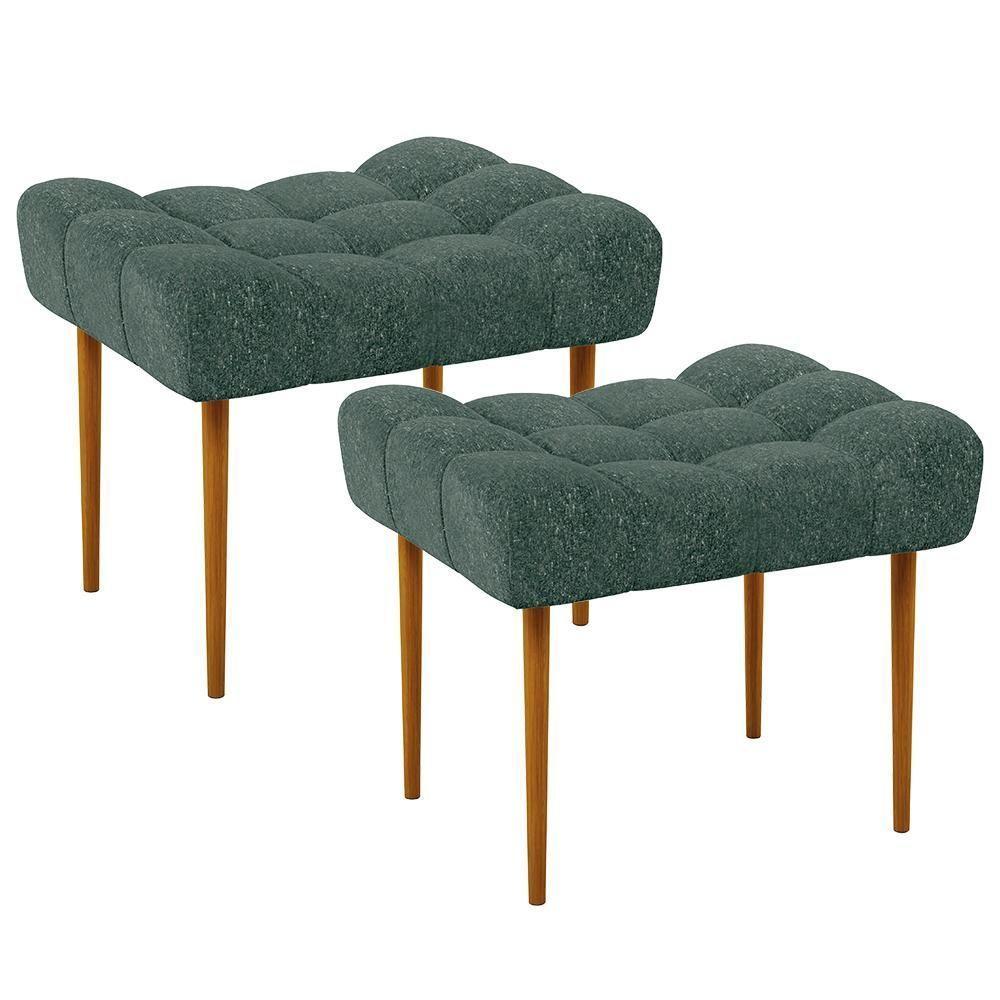 Kit 02 Puffs Requinte L02 Linho Verde Musgo - 1