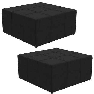 Kit 02 Puffs Quadrado Milano 90x90 W01 Suede Preto