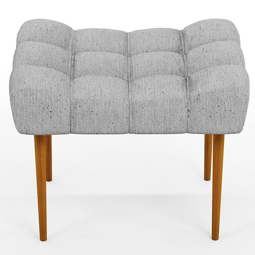 Kit 02 Puffs Para Sala De Estar Requinte L02 Linho Cinza - 4