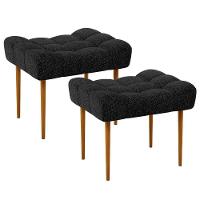 Kit 02 Puffs Para Sala De Estar Requinte L02 Linho Chumbo - 1