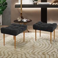 Kit 02 Puffs Para Sala De Estar Requinte L02 Linho Chumbo - 8