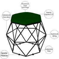 Kit 03 Puffs Aramado Preto Six L02 Suede Verde Musgo - 5