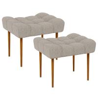 Kit 02 Puffs Para Sala De Estar Requinte L02 Linho Bege - 1