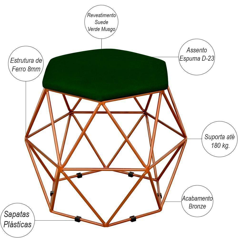 Kit 02 Puffs Aramado Bronze Six L02 Suede Verde Musgo - 5