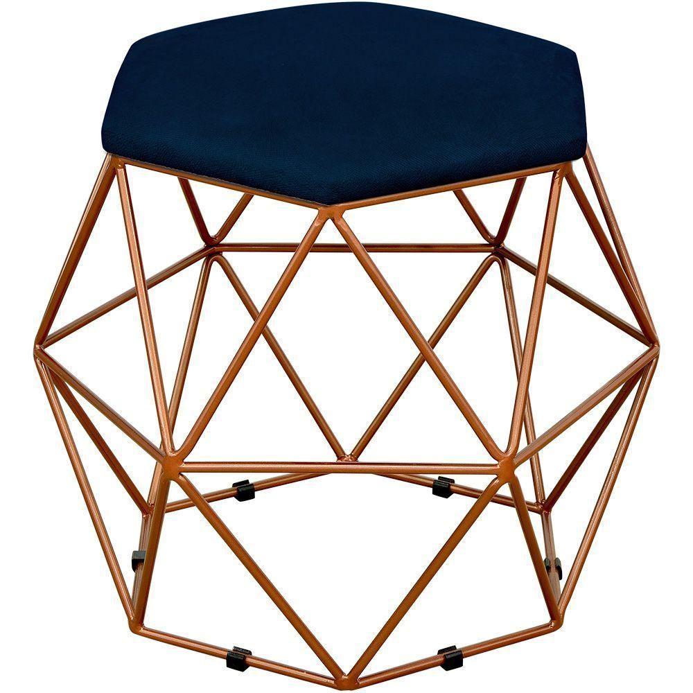 Kit 03 Puffs Aramado Bronze Six L02 Suede Azul Marinho - 5