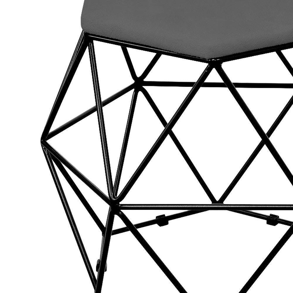 Kit 03 Puffs Aramado Preto Six L02 Suede Cinza - 4