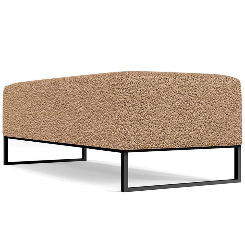 Kit 02 Puffs Decorativo Sala De Estar Bali W01 Base Ferro 120X50 Cm Bouclê Mostarda - 3