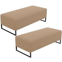 Kit 02 Puffs Decorativo Sala De Estar Bali W01 Base Ferro 120X50 Cm Bouclê Mostarda - 1