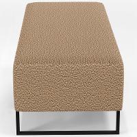 Kit 02 Puffs Decorativo Sala De Estar Bali W01 Base Ferro 120X50 Cm Bouclê Mostarda - 2