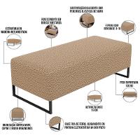 Kit 02 Puffs Decorativo Sala De Estar Bali W01 Base Ferro 120X50 Cm Bouclê Mostarda - 7