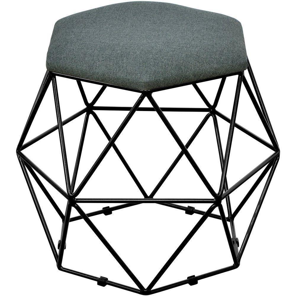 Kit 03 Puffs Aramado Preto Six L02 Linho Chumbo - 5