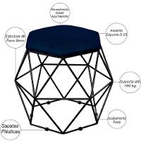 Kit 03 Puffs Aramado Preto Six L02 Suede Azul Marinho - 3