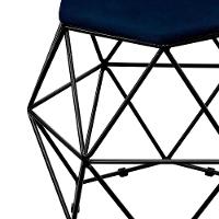 Kit 03 Puffs Aramado Preto Six L02 Suede Azul Marinho