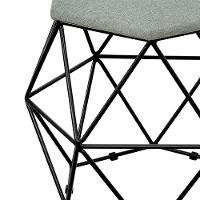 Kit 03 Puffs Aramado Preto Six L02 Linho Cinza Escuro