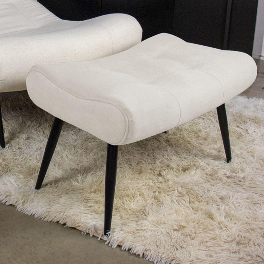 Kit 02 Puffs Sher Linho Bege A19 Pés Palito De Ferro - 6