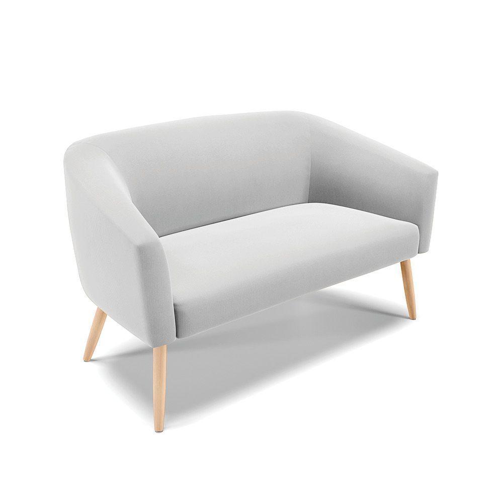 Namoradeira 02 Lugares Stella Suede Pés Palito Natural - D'rossi Cor Cinza - 1