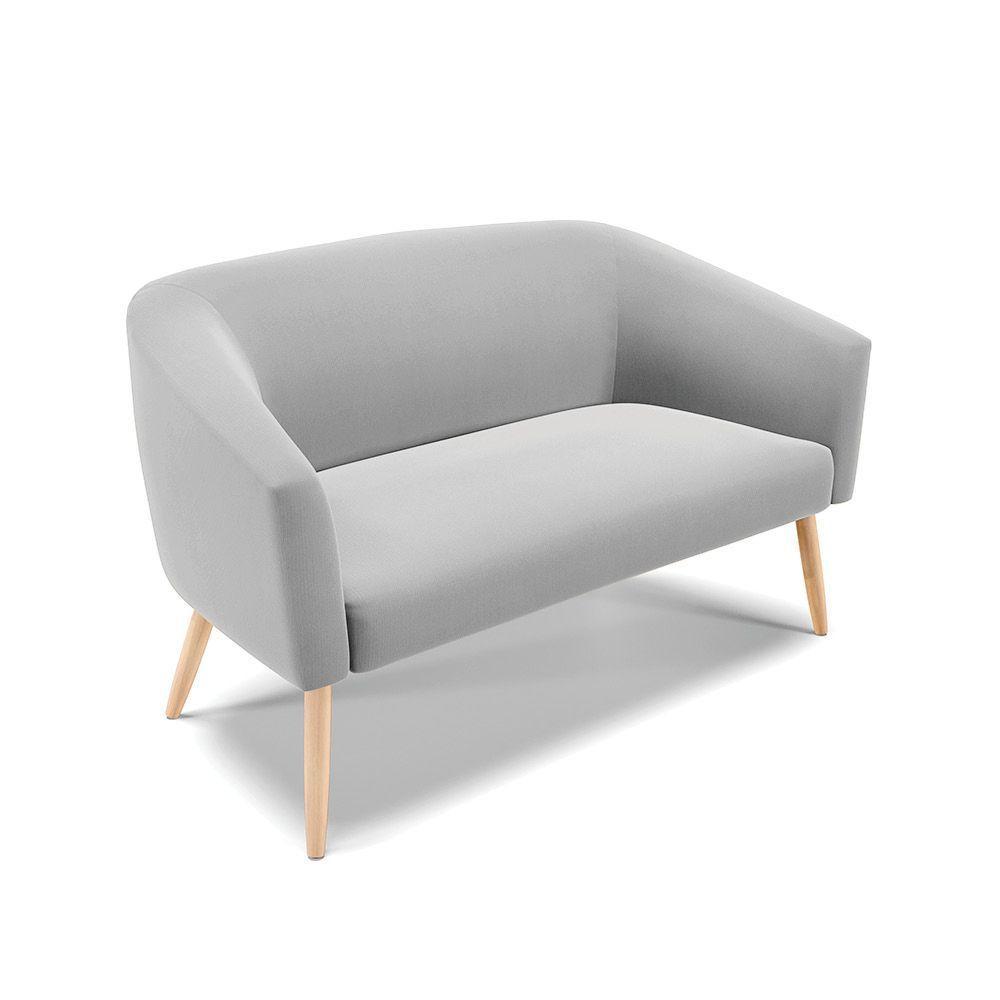 Namoradeira 02 Lugares Stella Suede Pés Palito Natural - D'rossi Cor Cinza - 2