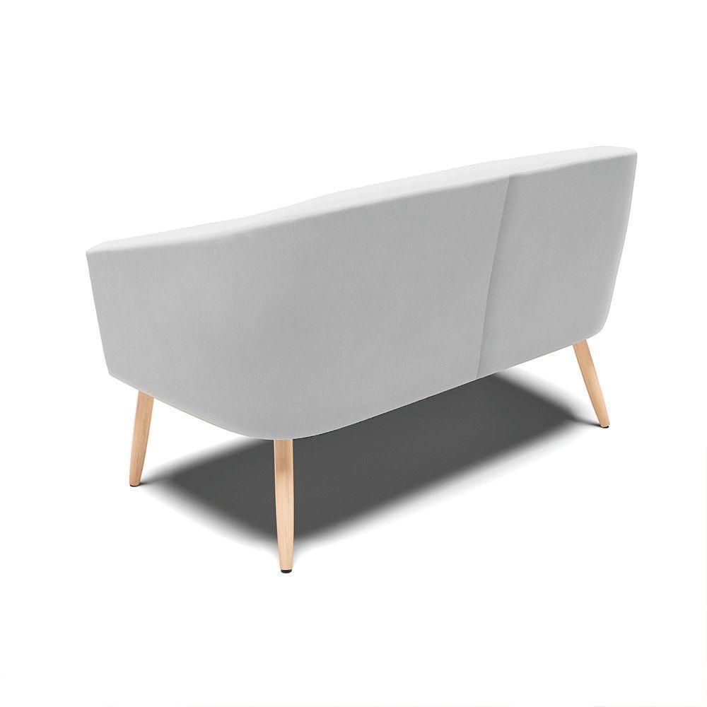 Namoradeira 02 Lugares Stella Suede Pés Palito Natural - D'rossi Cor Cinza - 9