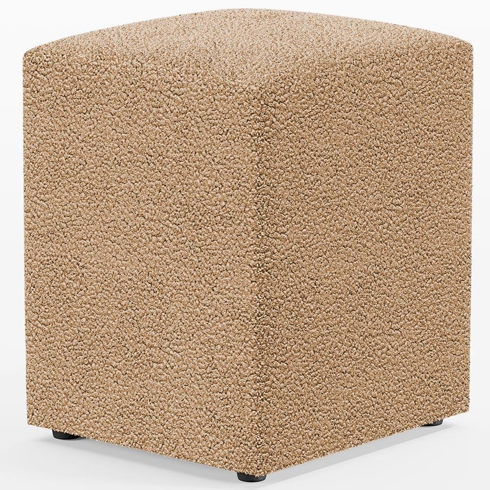 Kit 04 Puffs Quadrado Decorativo Sala De Estar L02 Bouclê Mostarda - Lyam Decor - 4