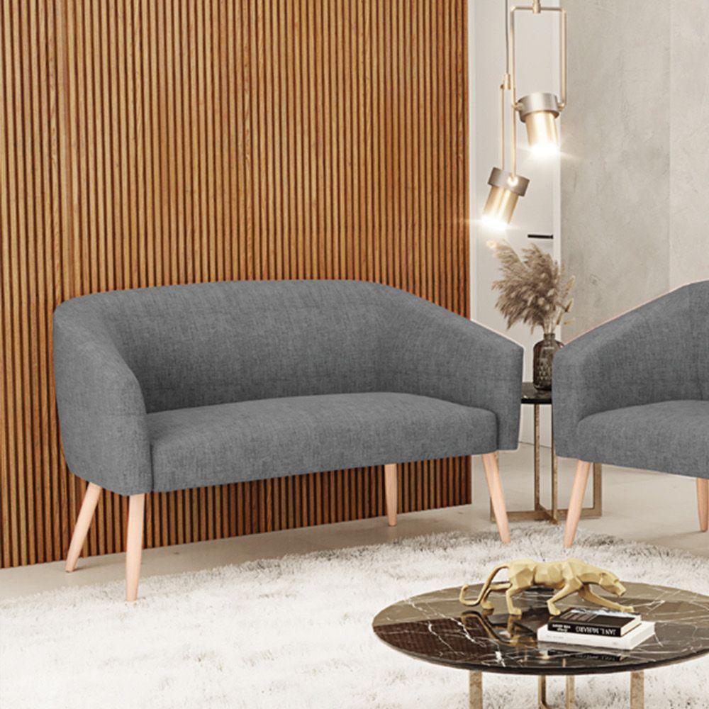 Namoradeira 02 Lugares Stella Linho Grafite A26 Natural - 8