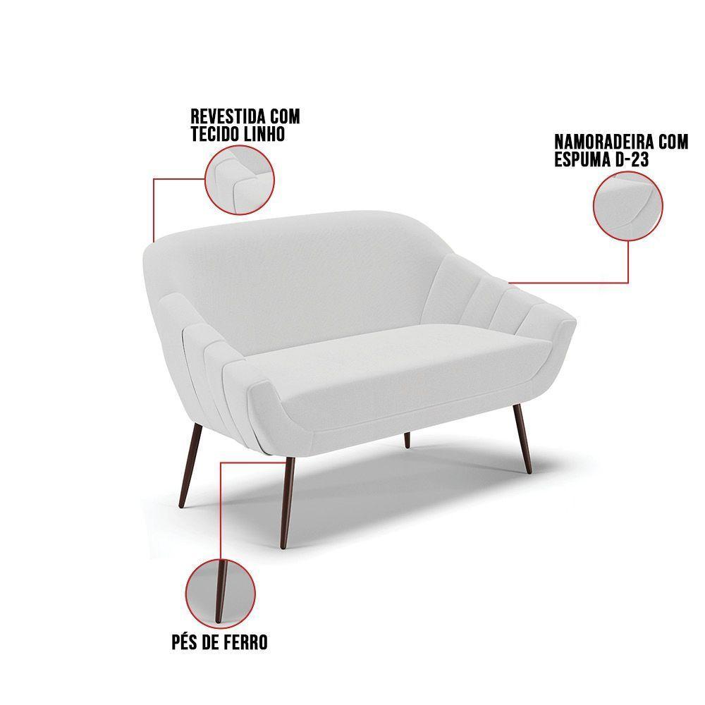 Namoradeira 02 Lugares Linho Cinza A05 - 4