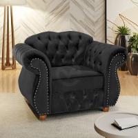 Poltrona Chesterfield Merlô Via Encanto Veludo Preto - 3