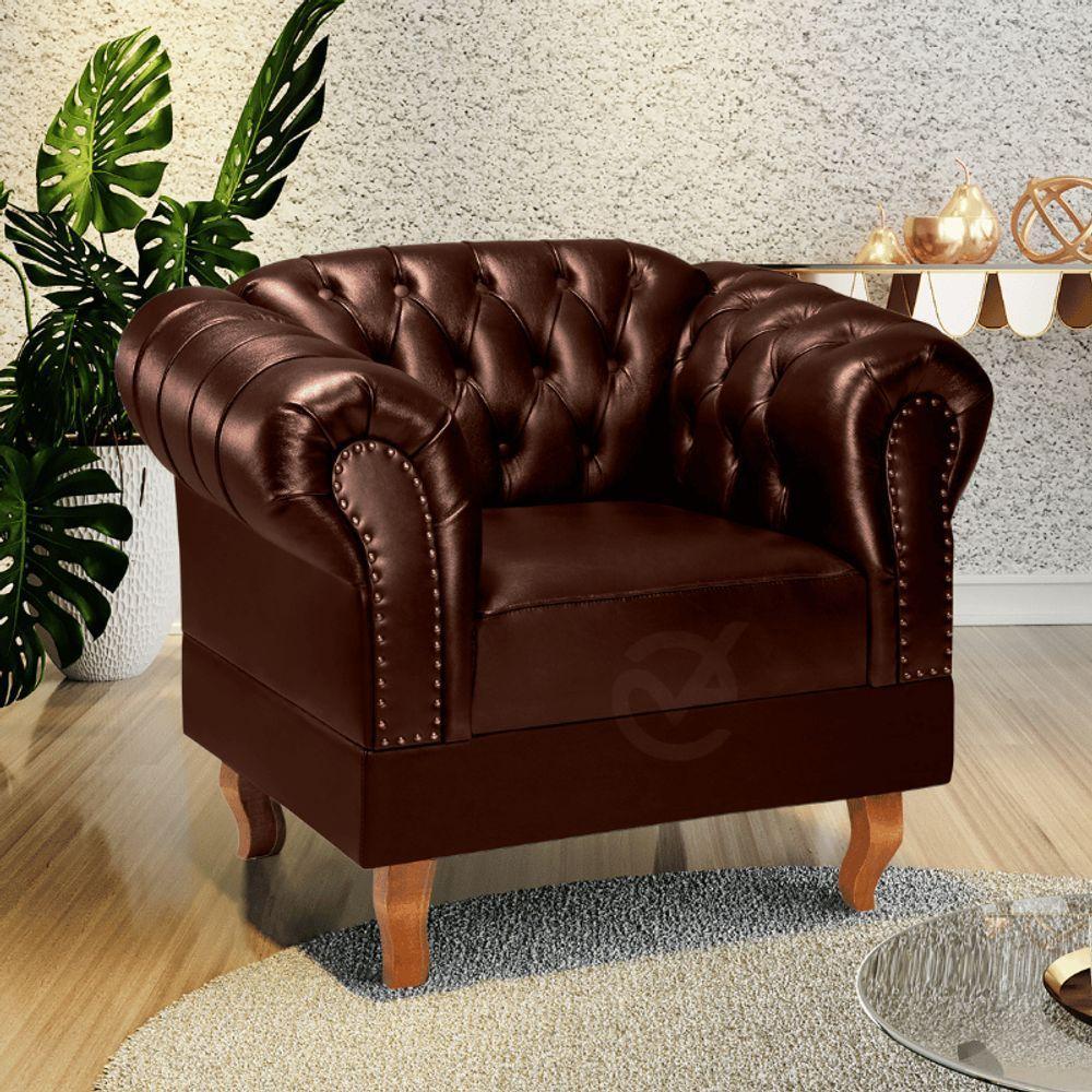 Poltrona Chesterfield Duque Via Encanto Courano Marrom - 3