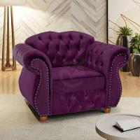 Poltrona Chesterfield Merlô Via Encanto Veludo Uva - 6