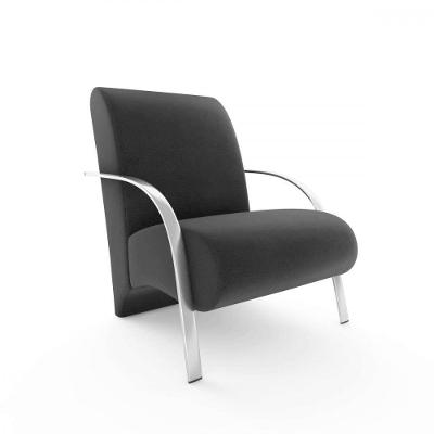 Poltrona Com Braço Aluminio Veludo Cinza Mam Flex Cinza