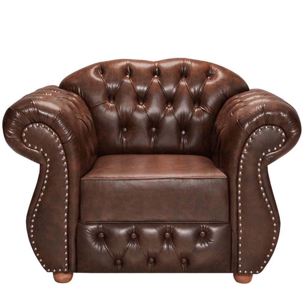 Poltrona Chesterfield Merlô Via Encanto Courano Marrom - 1